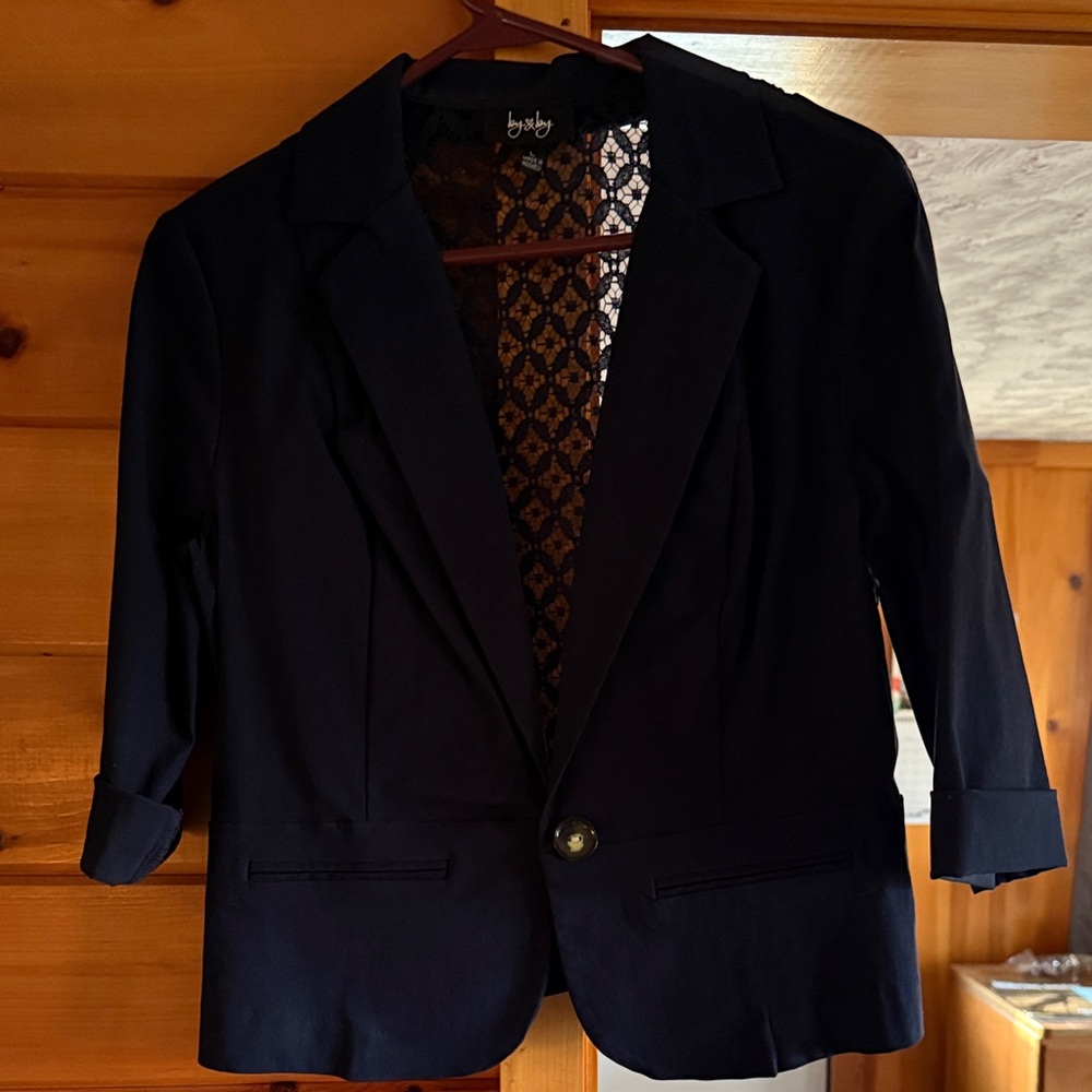 Dark Blue Blazer with Button Detail